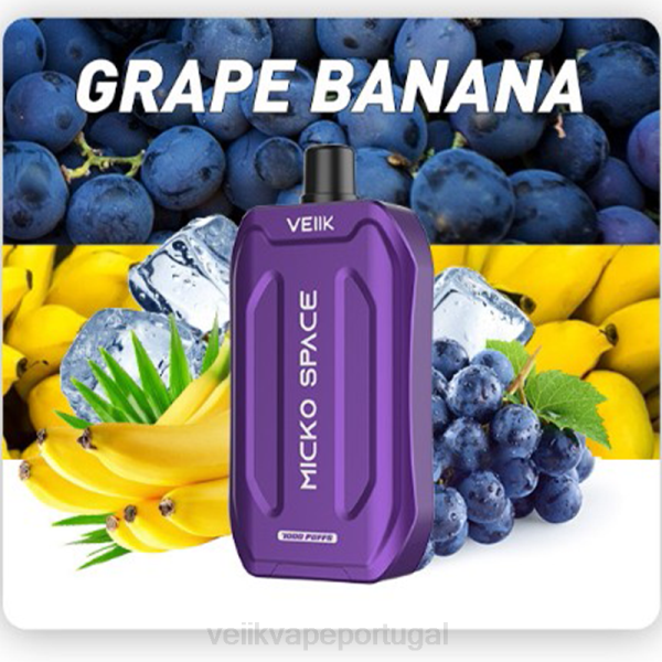 VEIIK Micko Q Portugal - VEIIK Micko Space vape descartável 7000 baforadas T88T35 banana uva
