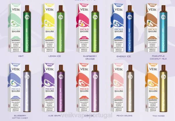 VEIIK Vape Price - VEIIK Micko Shark Caneta vape descartável de 2200 baforadas 10 unidades T88T53 vários sabores
