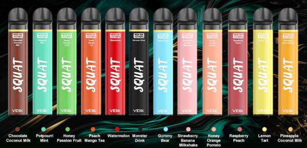 VEIIK Vape Review - VEIIK Squat Mesh Caneta vape descartável de 1800 baforadas 10pcs T88T54 vários sabores