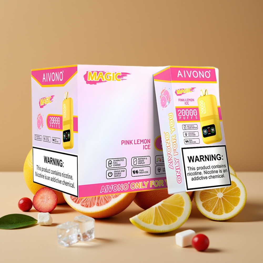 Aivono AIM MAGIC 20000 Puffs 26ml Recarregável Tipo-C Sabor Limão Rosa Gelado