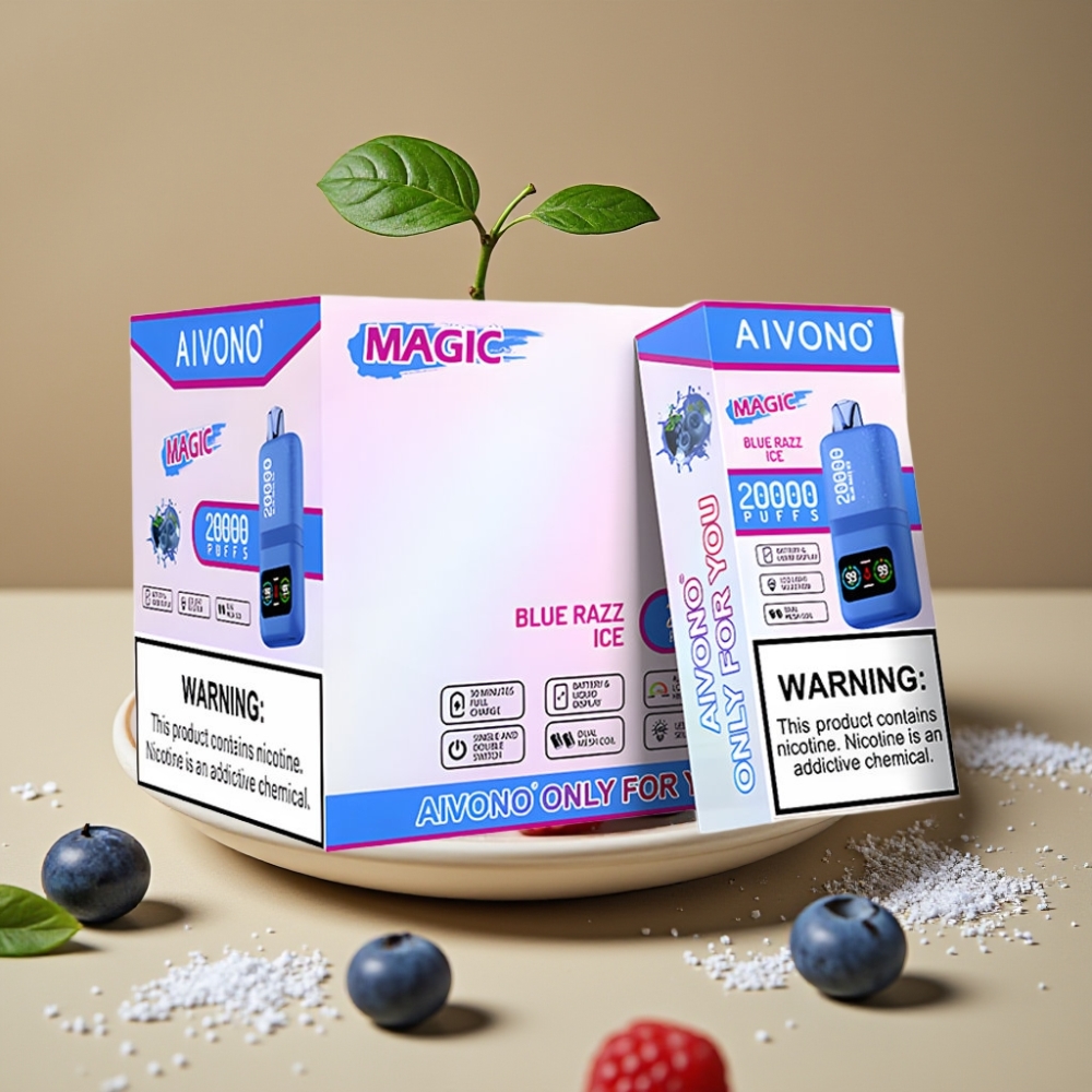 Aivono AIM MAGIC 20000 Puffs com 26ml E-líquido, 5% Nicotina, Bobina Dupla Mesh e Sabor Groselha Azul Gelo