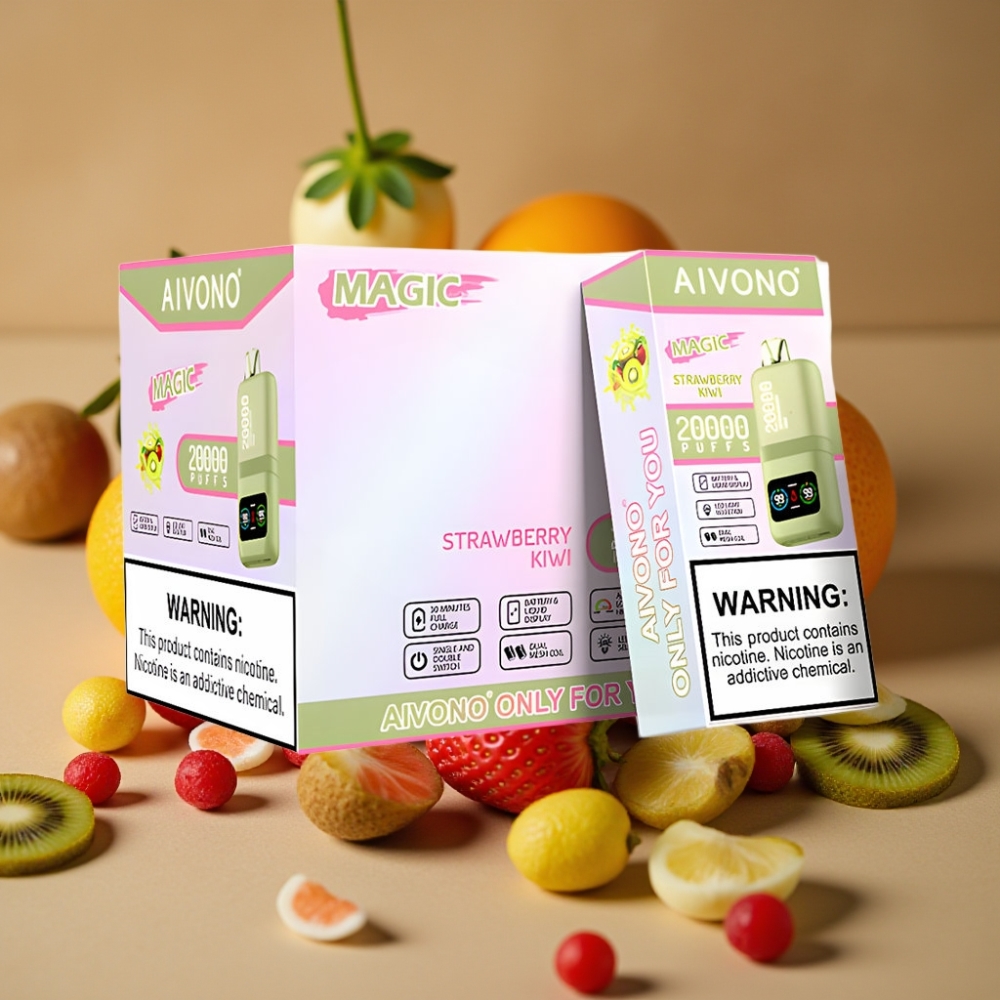 Aivono AIM MAGIC 20000 Puffs com 26ml de E-líquido, 5% Nicotina e Sabor Morango-Kiwi