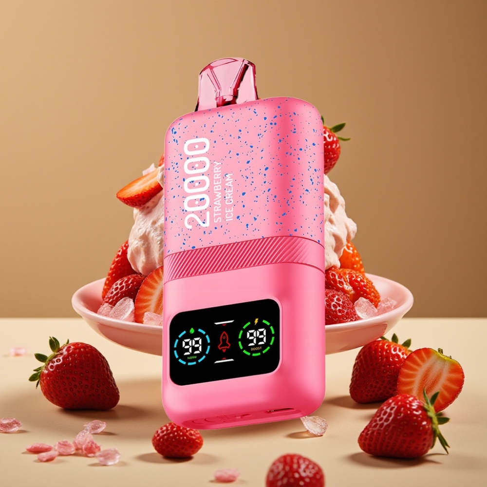 Aivono AIM MAGIC 20000 Puffs com 26ml de E-líquido, Bobinas Duplas Mesh e Sabor Sorvete de Morango