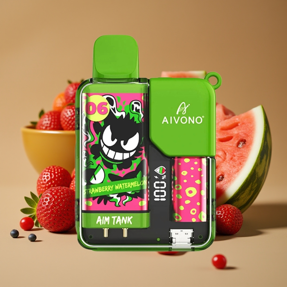 Aivono AIM-TANK 9500 Puffs 18ml Morango Melancia 650mAh Tela LCD 1.2ohm