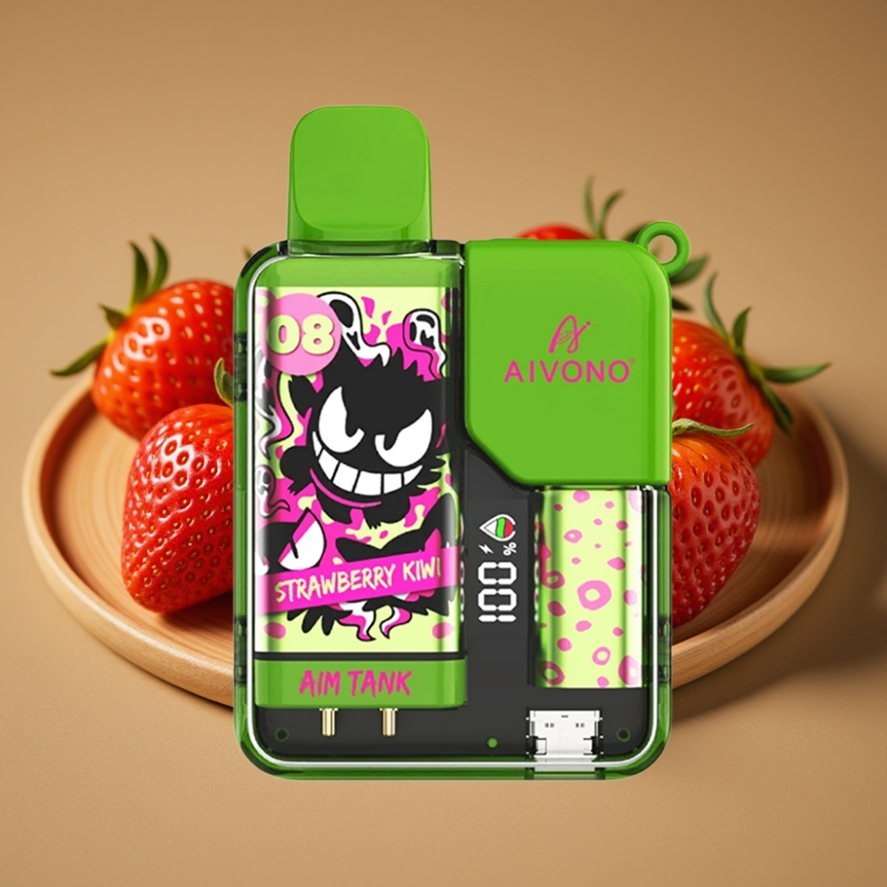 Aivono AIM-TANK 9500 Puffs com Sabor Morango-Kiwi, 18ml, 650mAh, LCD
