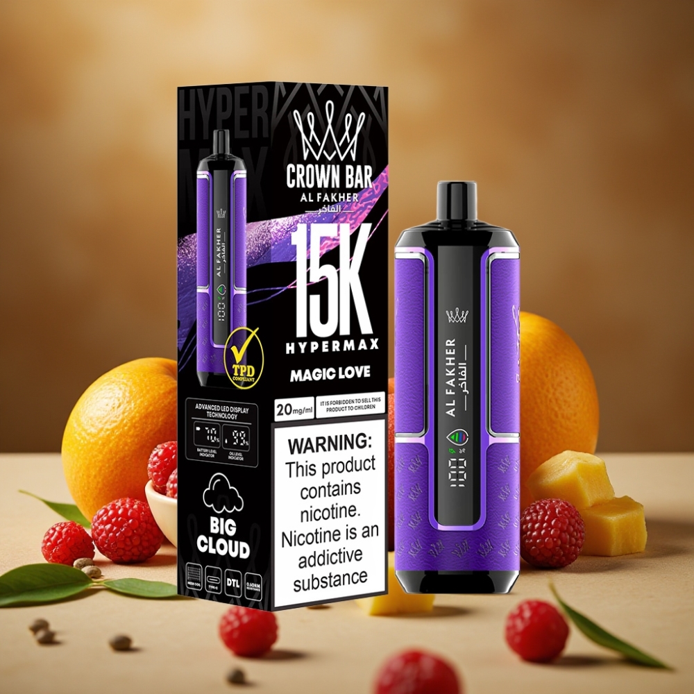 Al Fakher Crown Bar 15K Hypermax Descartável - 22ml, 15.000 Tragos, 6mg/ml, Portátil