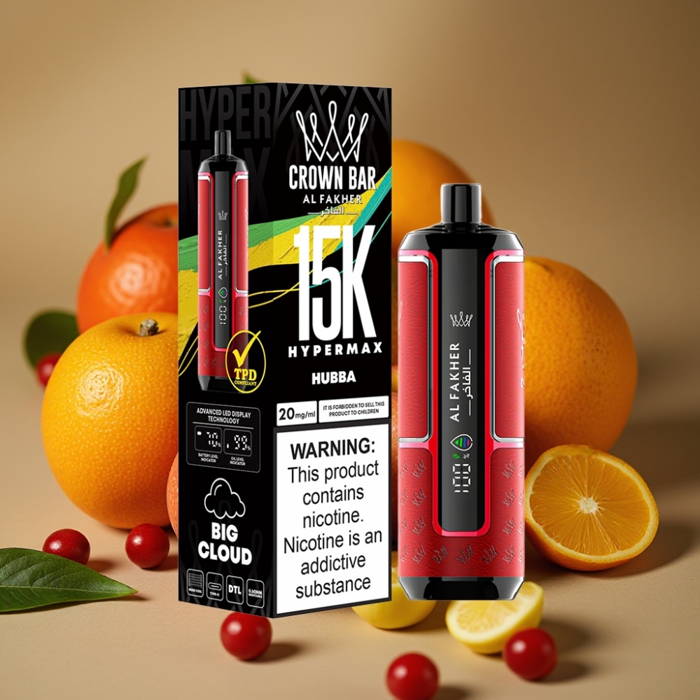 Al Fakher Crown Bar 15K Hypermax Descartável - 22ml, 600mAh, Tipo-C, 6mg/ml