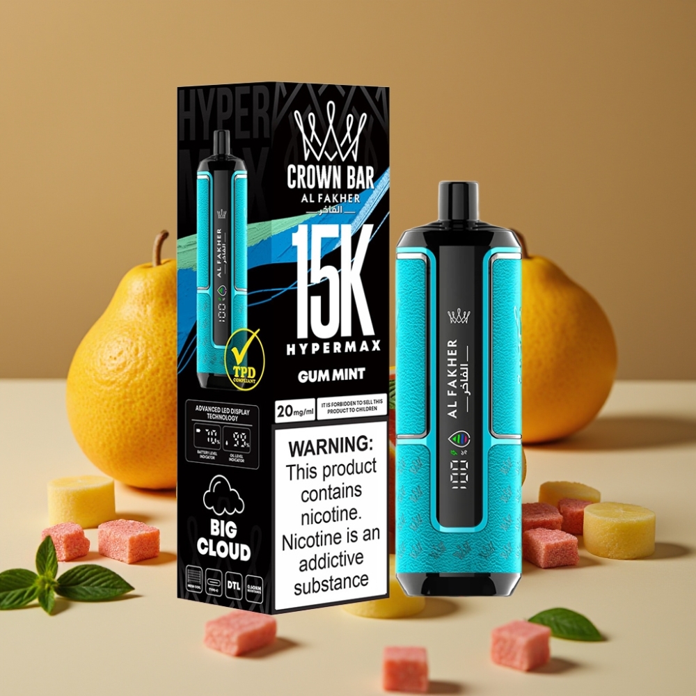 Al Fakher Crown Bar 15K Hypermax Disposable Vape Kit Menta Chiclete