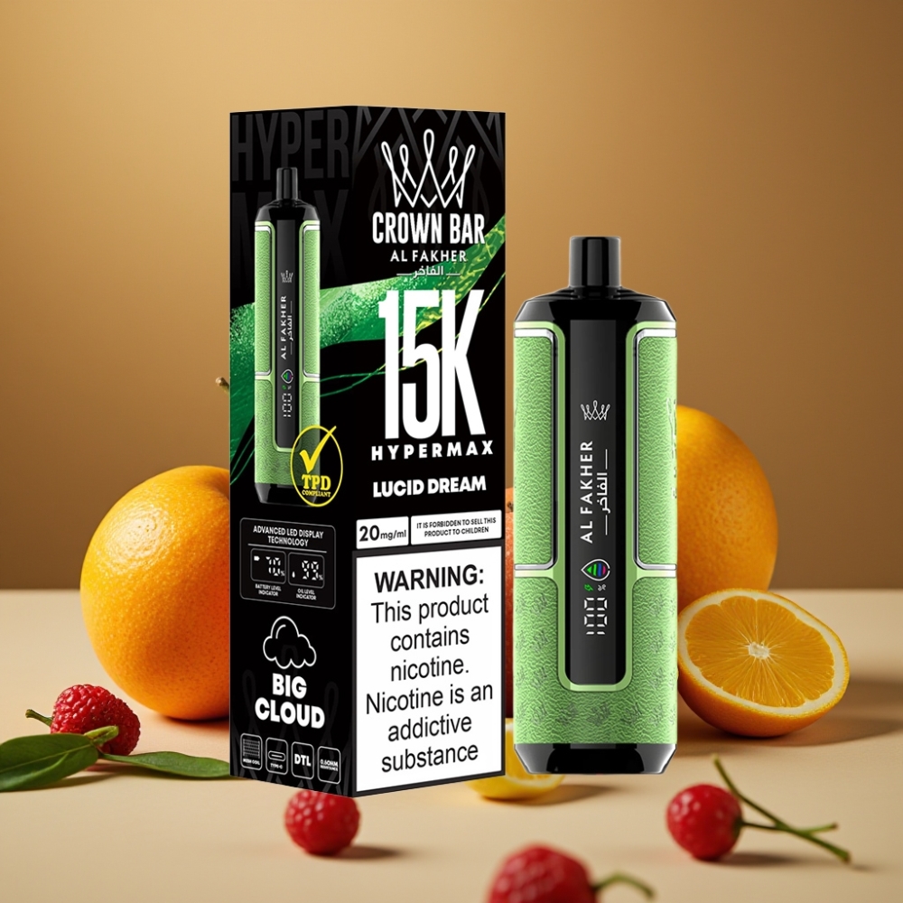 Al Fakher Crown Bar 15K Hypermax Vape Descartável - 22ml, 15.000 Tragos, 6mg/ml, Tipo-C
