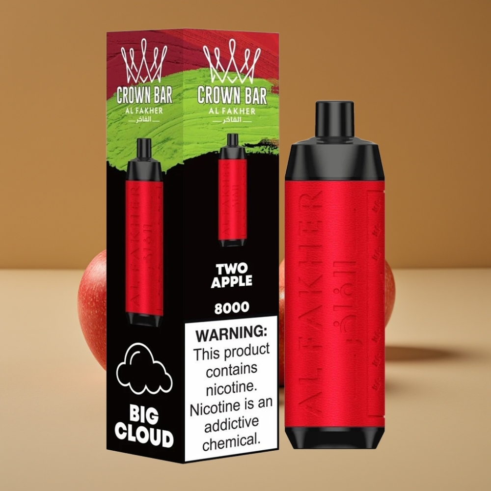 Al Fakher Crown Bar 8000 Crystal Descansável - 18ml, 5mg, 8000 Tragos, Maçã Dupla