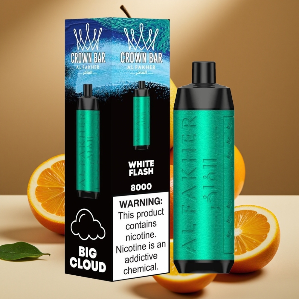 Al Fakher Crown Bar 8000 Crystal Disposable Vape Branco Relâmpago - 18ml, 5mg, 8000 Puffs