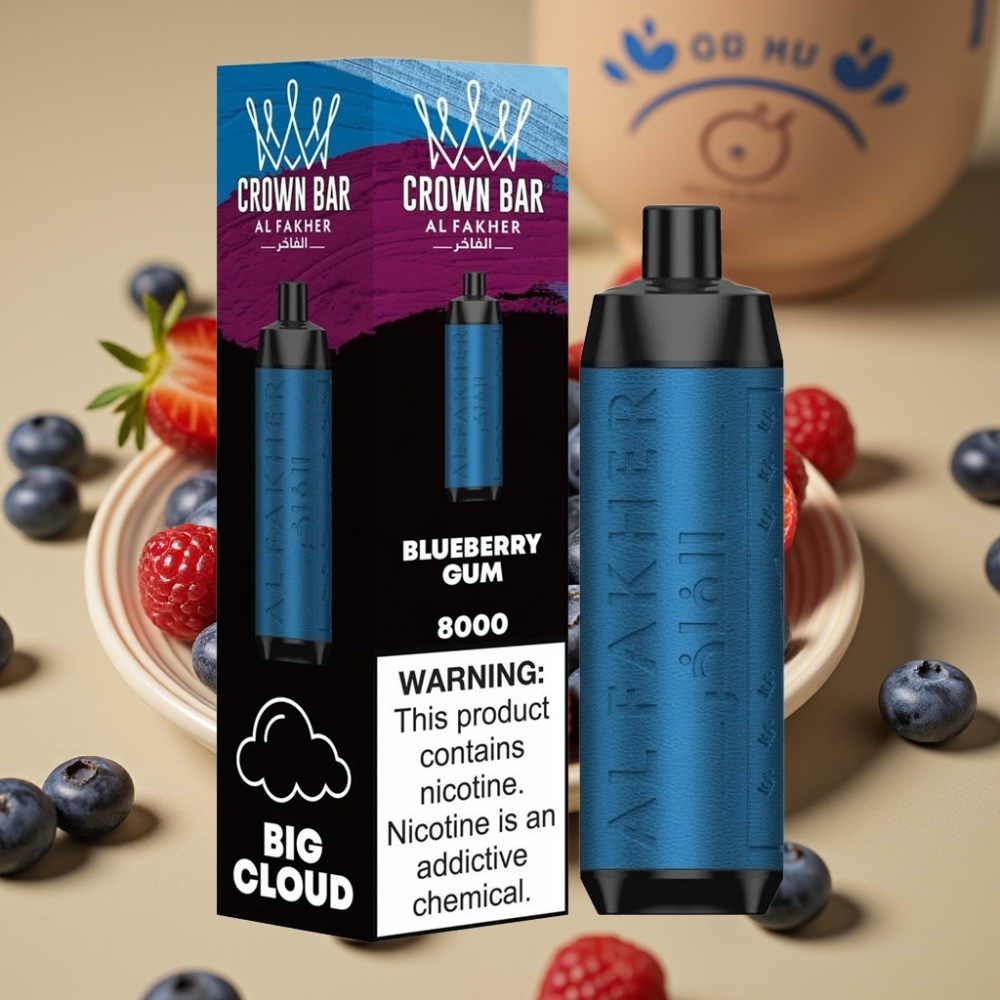 Al Fakher Crown Bar 8000 Crystal Disposable Vape Goma de Mirtilo - 18ml, 5mg, 8000 Puffs