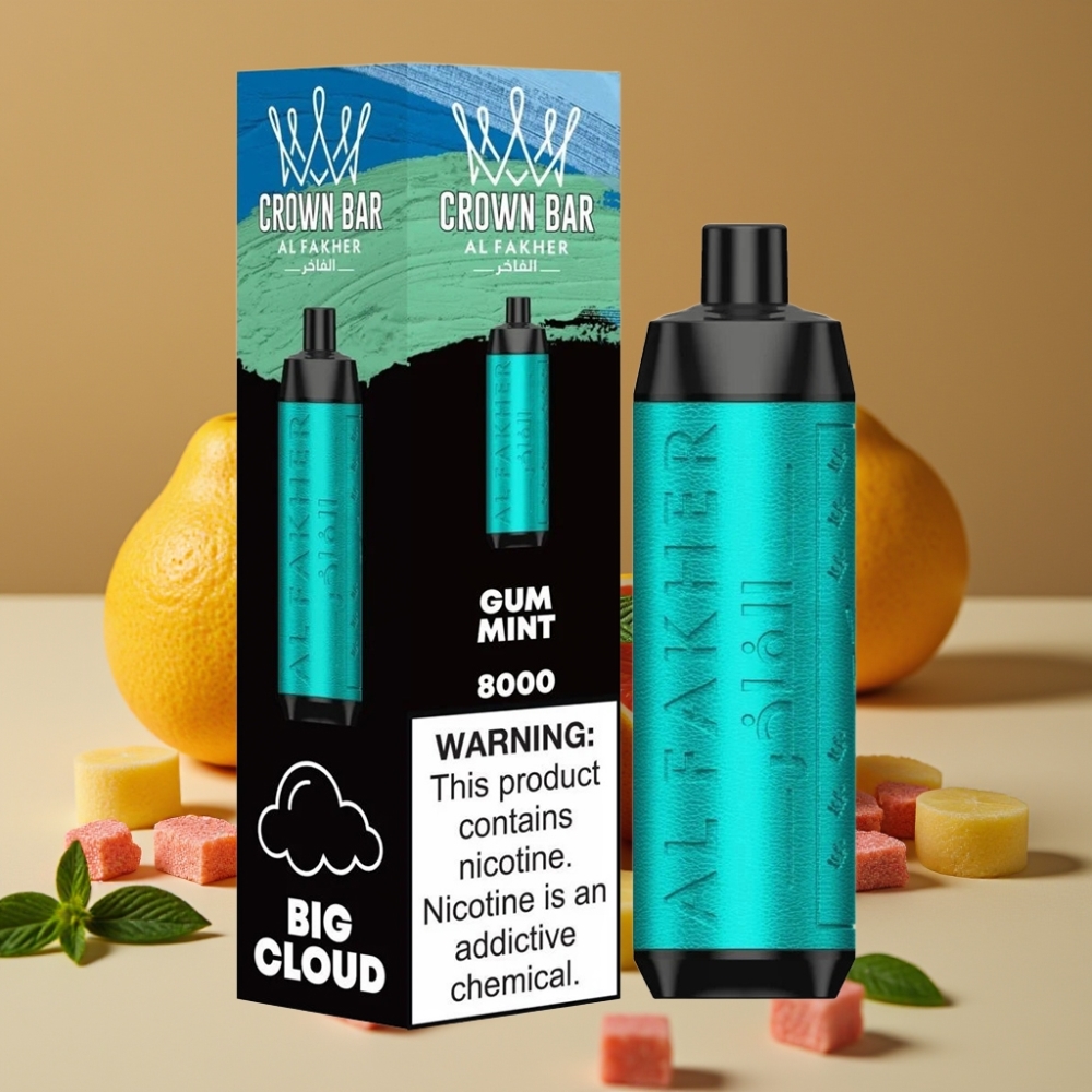 Al Fakher Crown Bar 8000 Crystal Disposable Vape Hortelã-Goma – 18ml, 5mg, 8000 Puffs