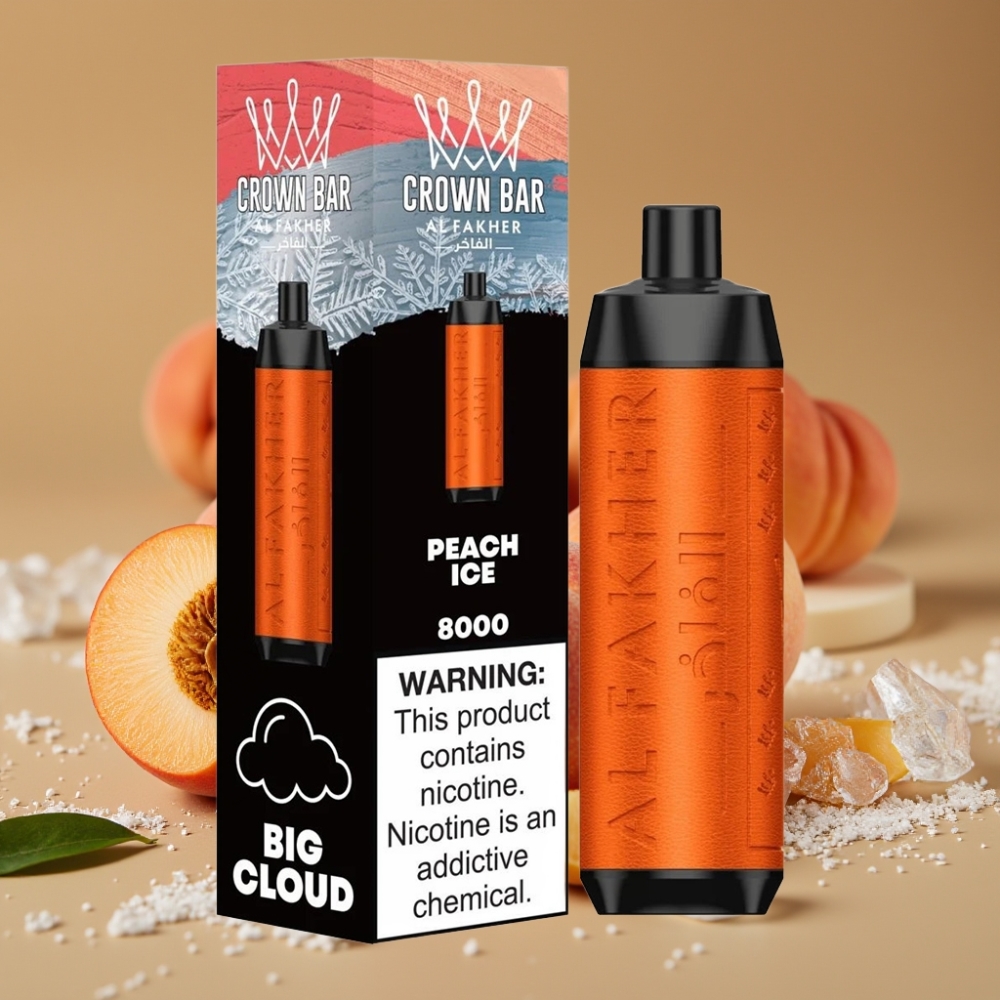 Al Fakher Crown Bar 8000 Crystal Disposable Vape Pêssego Gelo - 18ml, 5mg, 8000 Tragadas