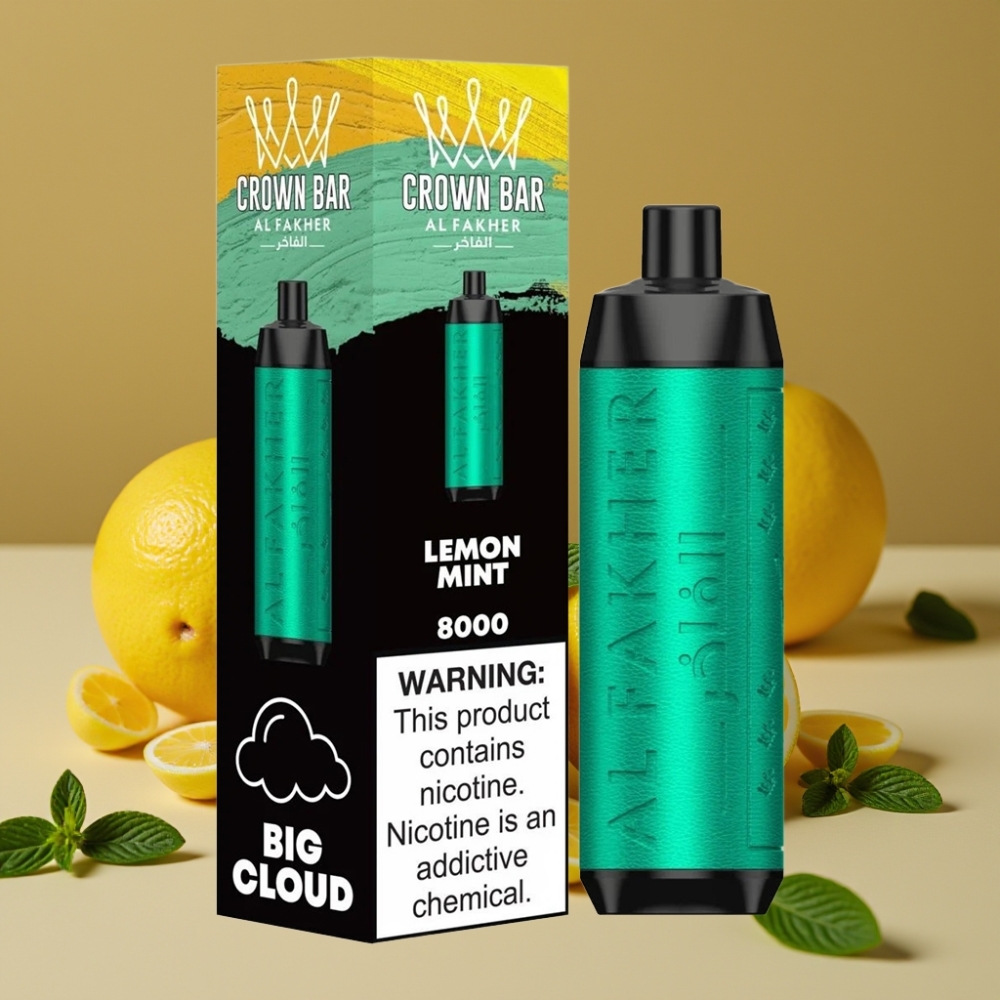 Al Fakher Crown Bar 8000 Crystal Vape Descartável Limão Menta - 18ml, 5mg, 8000 Tragadas
