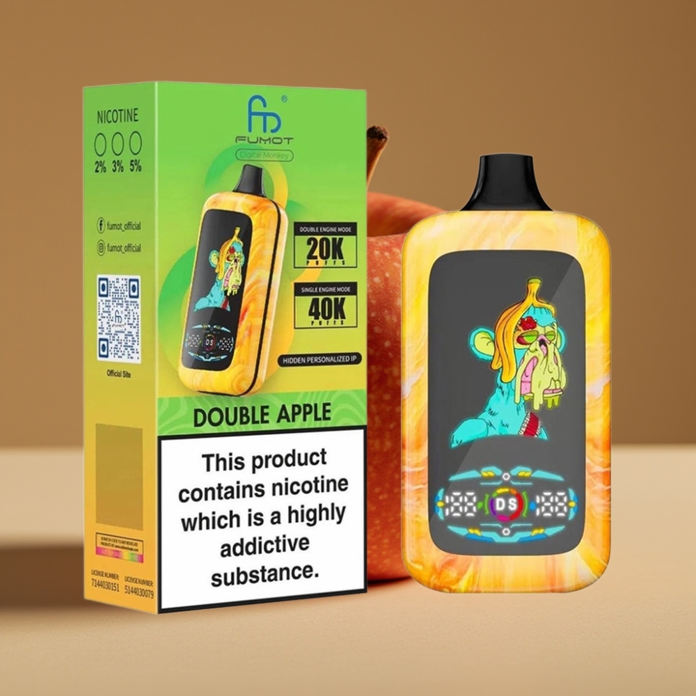 Fumot Digital Monkey 40000 Puffs Duplo Motor Dupla Maçã Vape Descartável