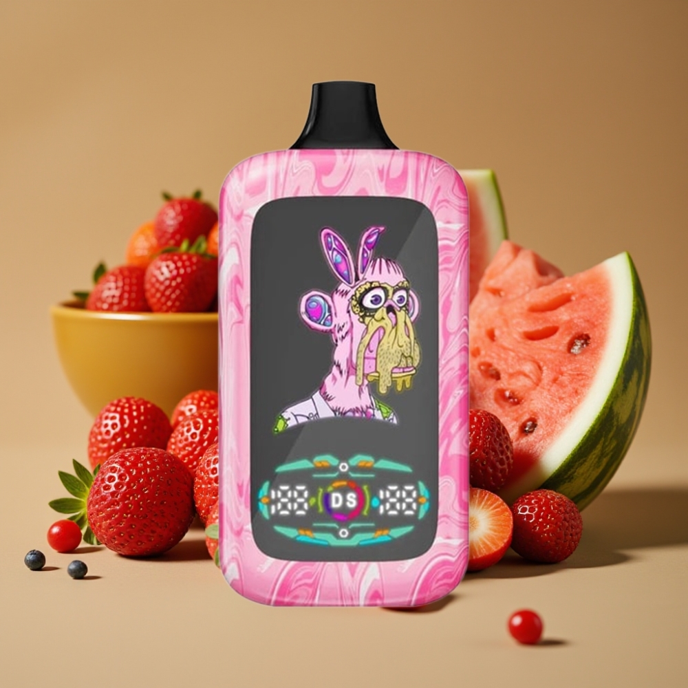 Fumot Digital Monkey Vape Descartável 40000 Tragos Morango Melancia - Motor Duplo, Bateria 850mAh, Tipo-C