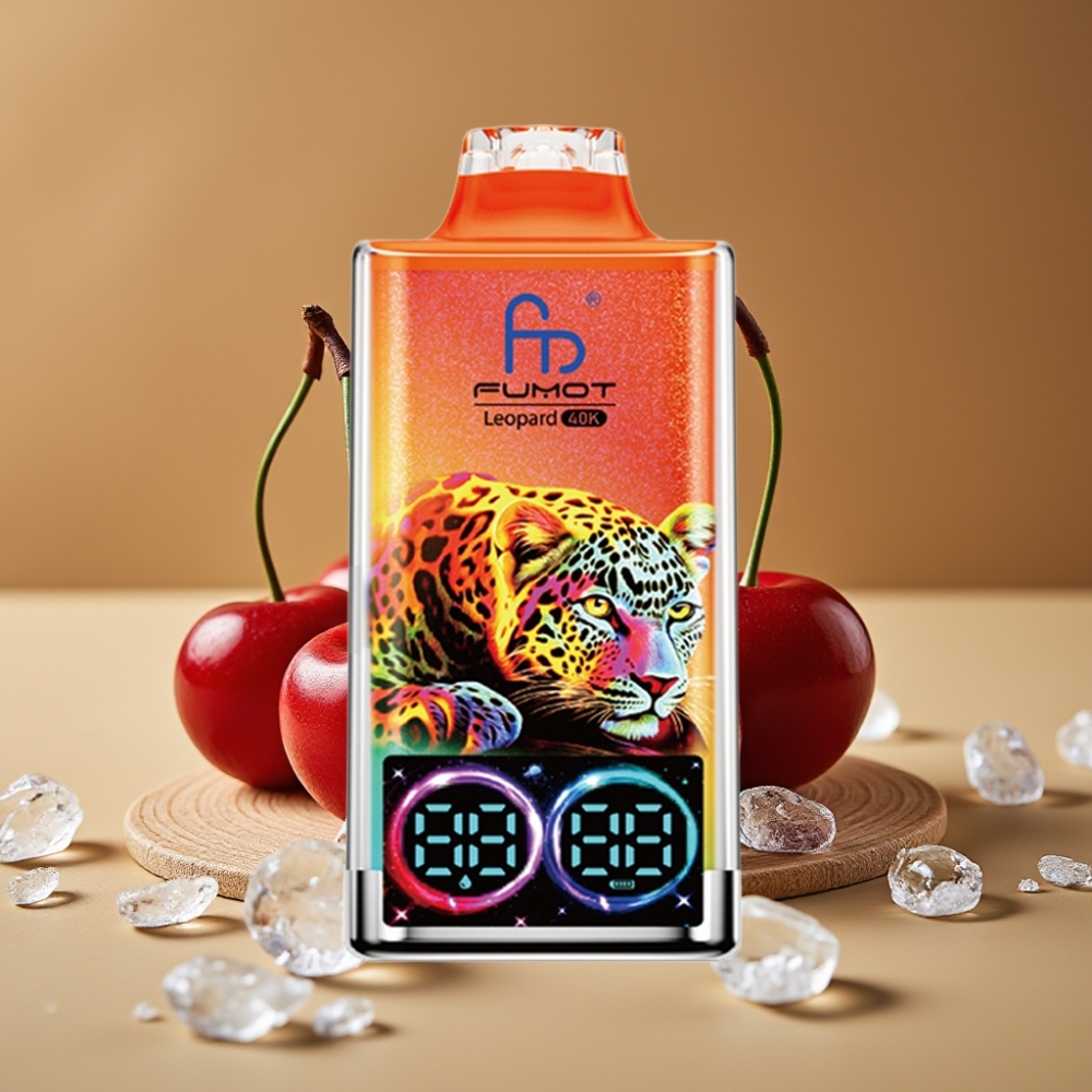 Fumot Leopard 40K Puffs Descartável – Cereja Gelada, 0-5% Nicotina, Bateria 700mAh, Carga Type-C