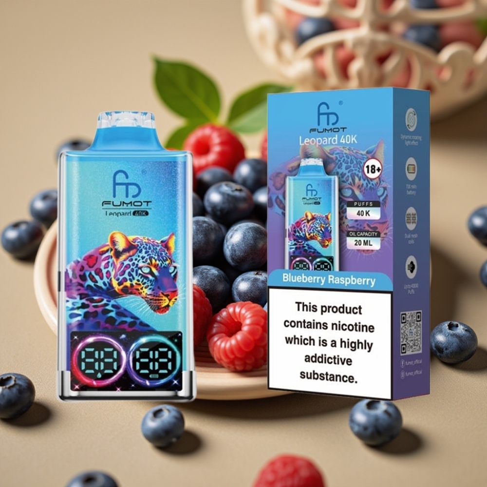 Fumot Leopard 40K Puffs Disposable Vape 5% Nicotine 700mAh Dual Mesh Mirtilo Framboesa
