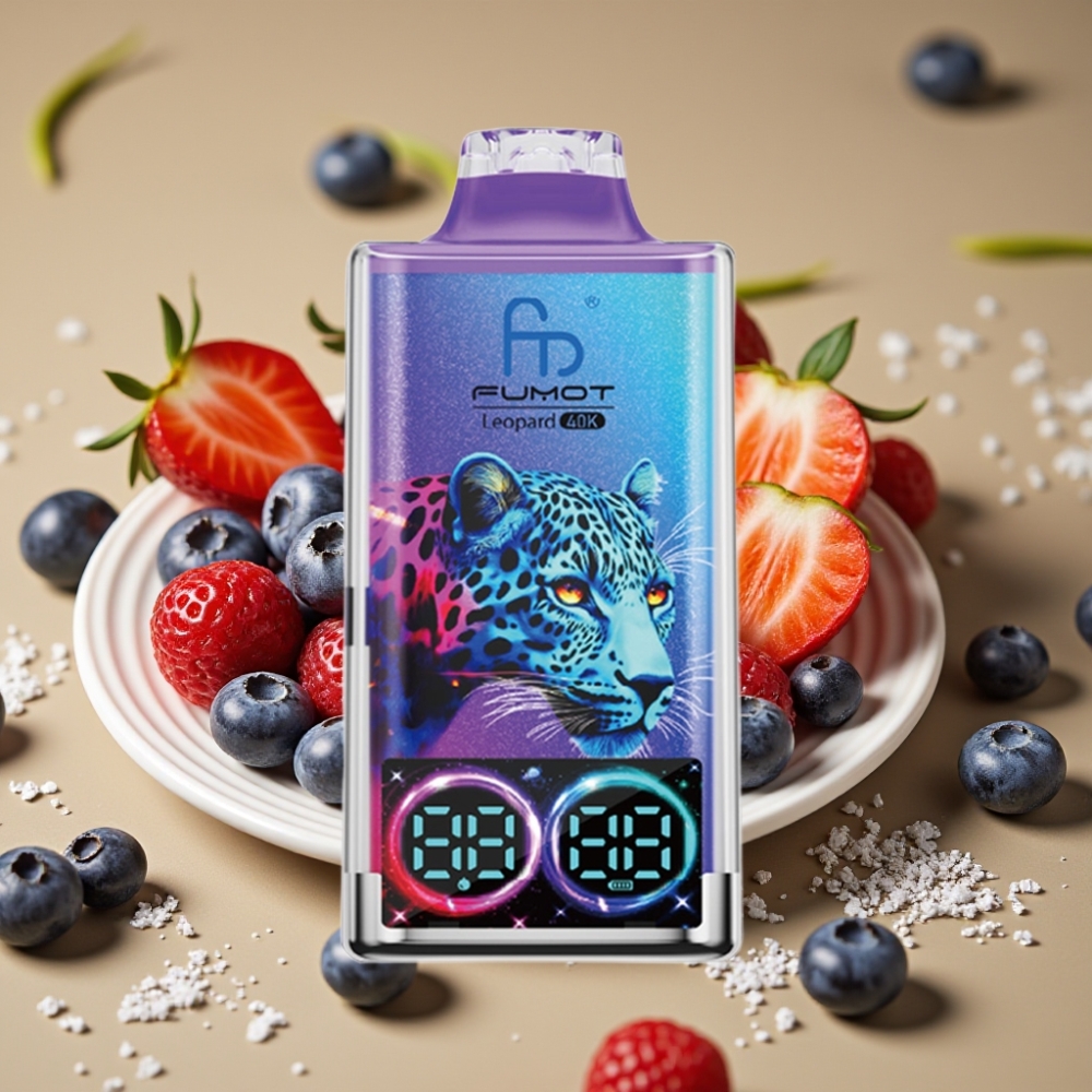 Fumot Leopard 40K Puffs Disposable Vape 5% Nicotine 700mAh Dual Mesh Tipo-C Mirtilo Gelo