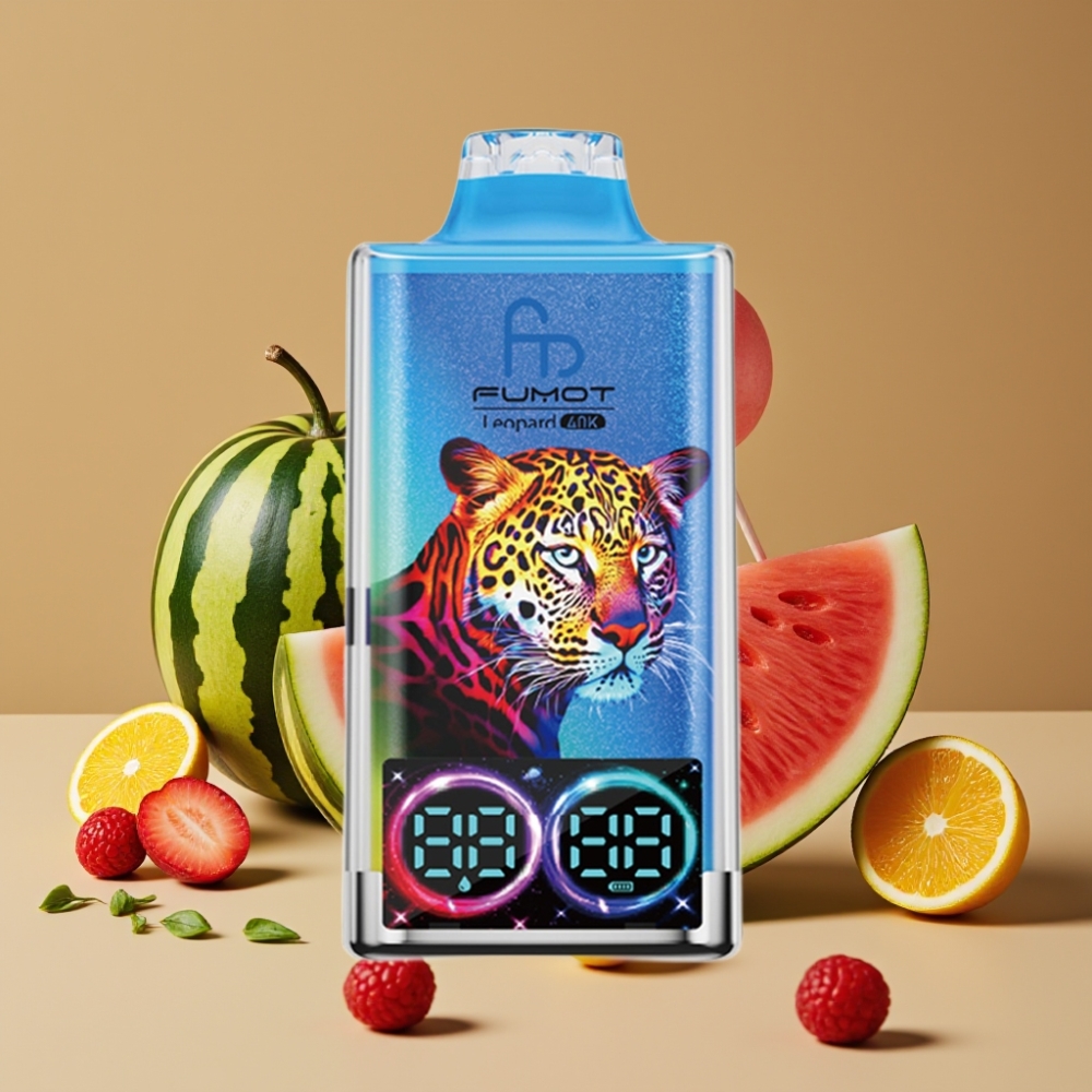 Fumot Leopard 40K Puffs Disposable Vape Melancia Chiclete – 5% Nic, Bateria 700mAh, Dual Mesh, Carga Type-C