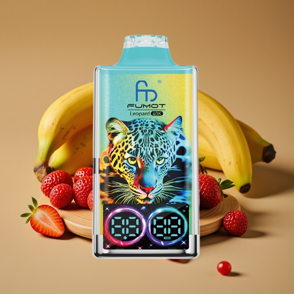 Fumot Leopard 40K Puffs Recarregável Vape Morango Banana - 700mAh, Dual Mesh, Tipo-C