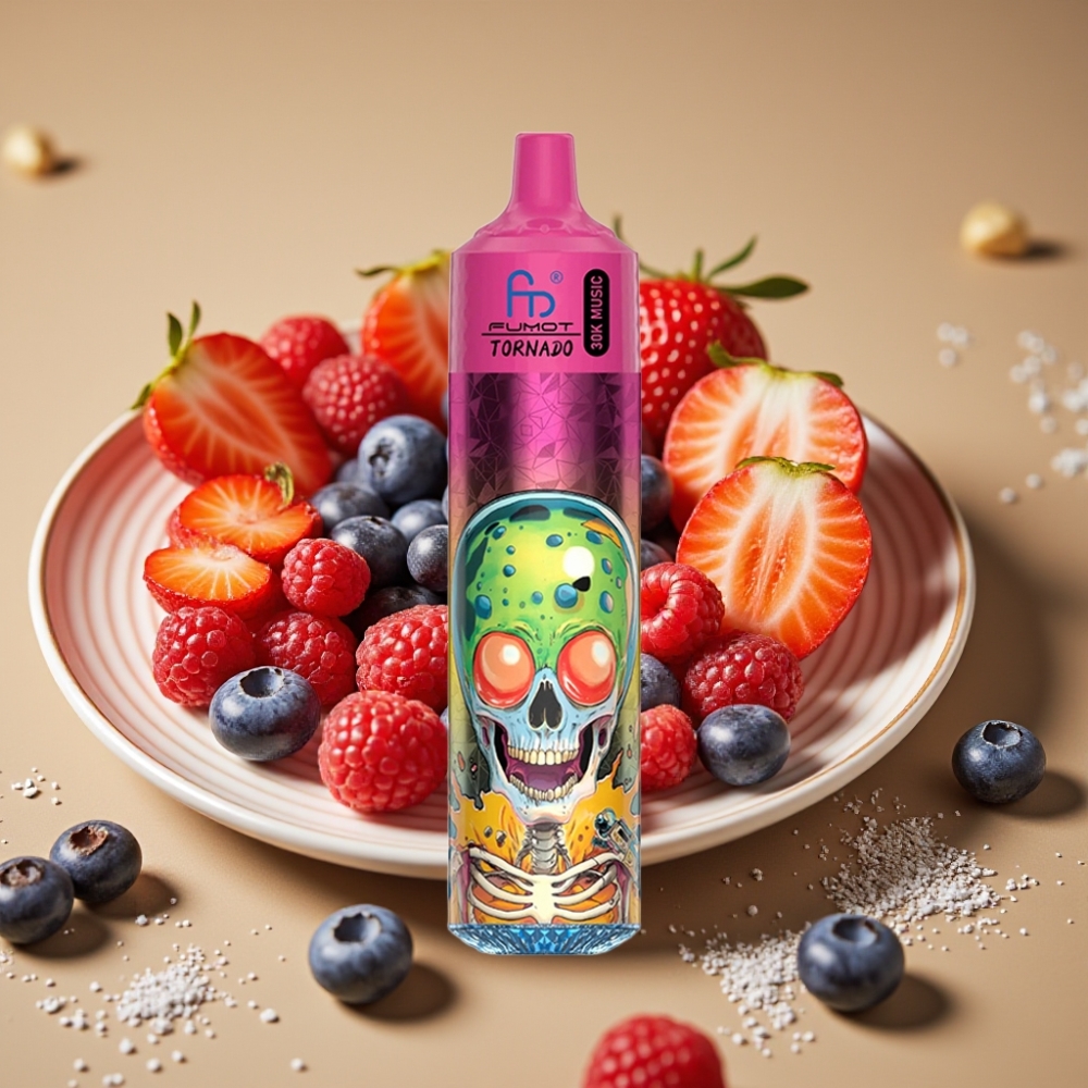 Fumot RandM Tornado 30000 Puffs 30mL 5% Mesh Mirtilo Morango Framboesa Sorvete