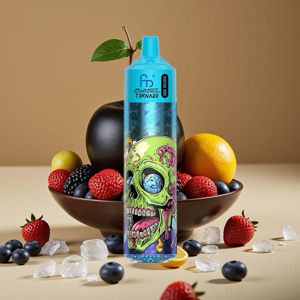 Fumot RandM Tornado 30000 Puffs 30mL 5% Preto Gelo Vape Descartável