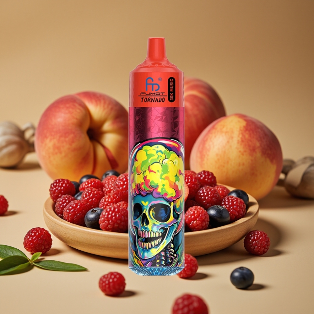 Fumot RandM Tornado 30000 Puffs 30mL 5% Sabor Pêssego e Frutas Vermelhas