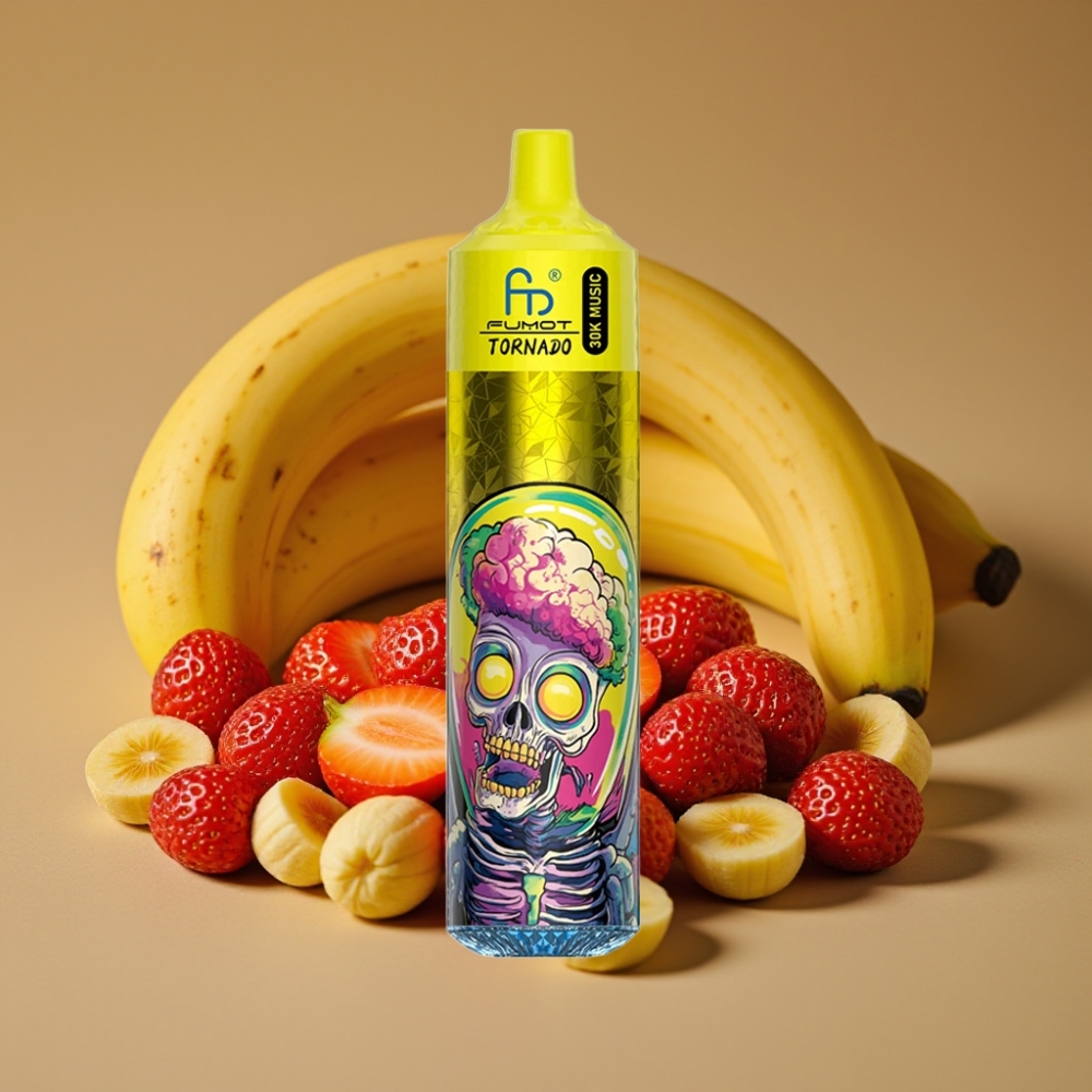 Fumot RandM Tornado 30000 Puffs Vape Descartável Banana Morango - 30mL, 5%, 600mAh