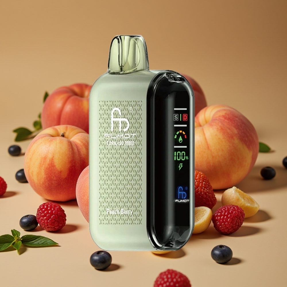 Fumot Tornado 20000 Puffs 20ml Dual Mesh Pêssego e Frutas Silvestres