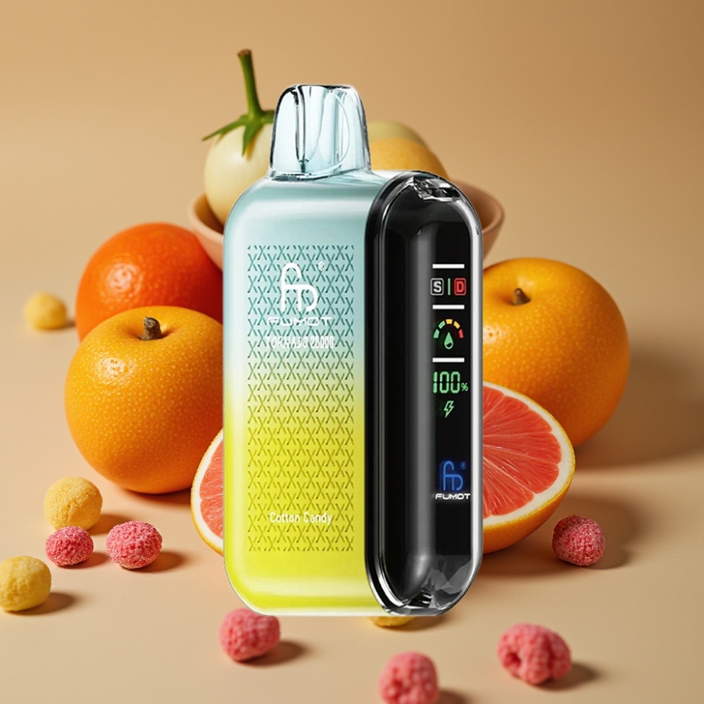 Fumot Tornado 20000 Puffs Algodão Doce com Bateria 850mAh e Dual Mesh Coil