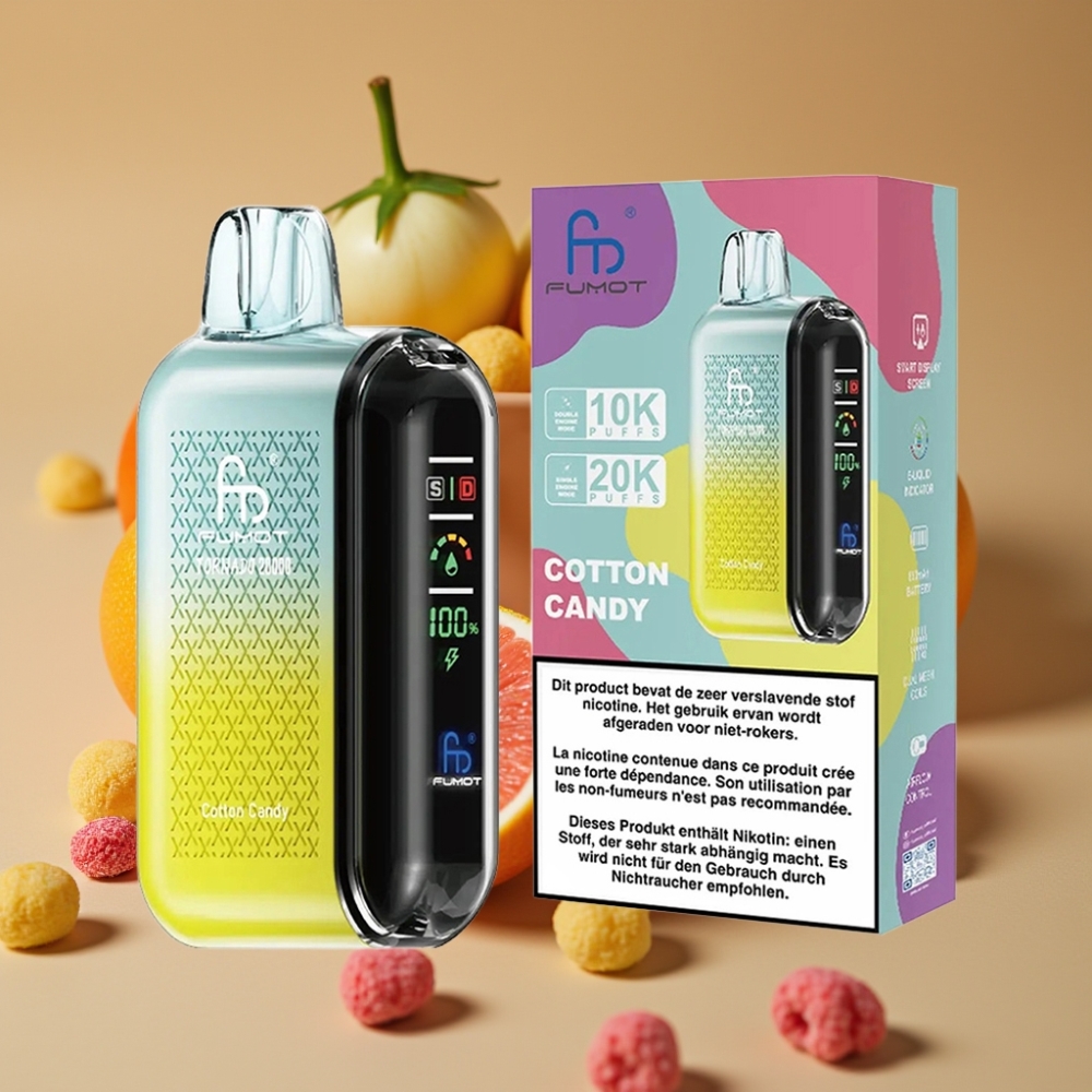 Fumot Tornado 20000 Puffs Algodão Doce com Bateria 850mAh e Dual Mesh Coil