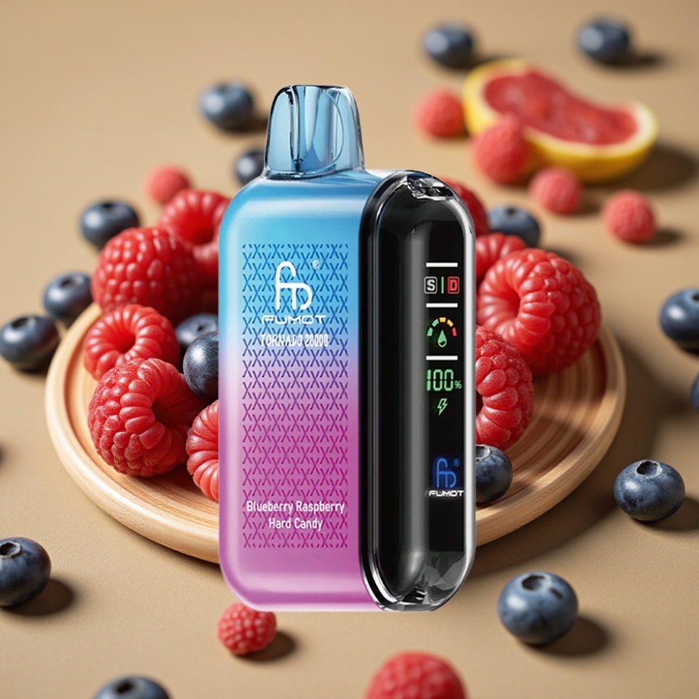 Fumot Tornado 20000 Puffs Dual Mesh 20ml 850mAh Azul Framboesa Bala Dura