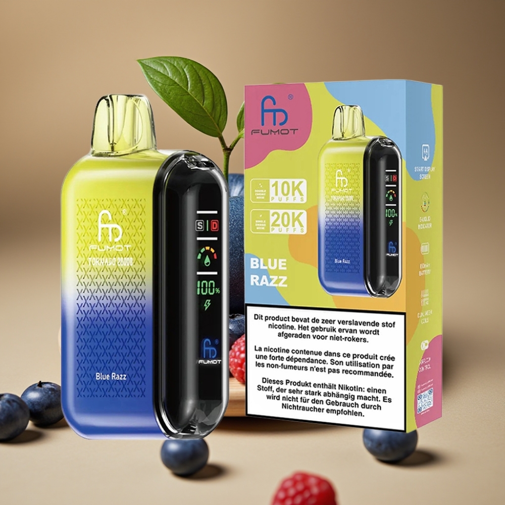 Fumot Tornado 20000 Puffs Dual Mesh 20ml Blue Razz Recarregável