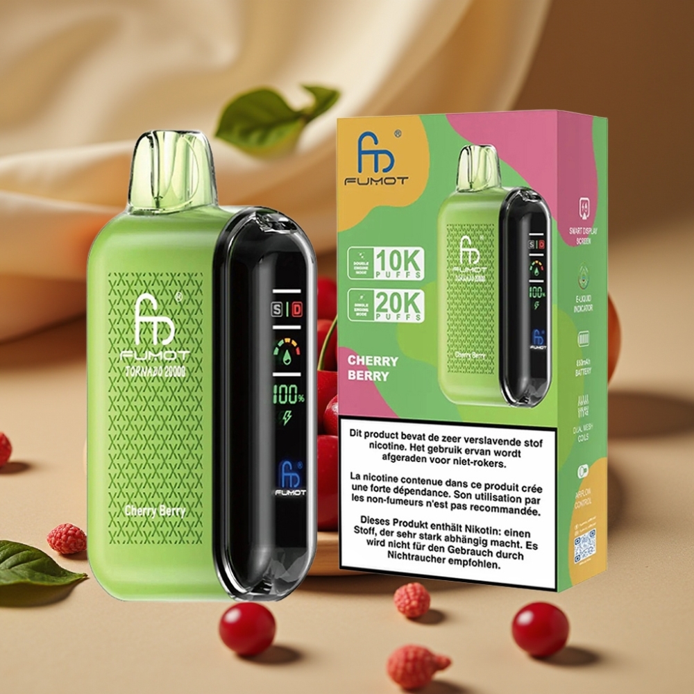 Fumot Tornado 20000 Puffs Dual Mesh Cereja e Frutas Silvestres