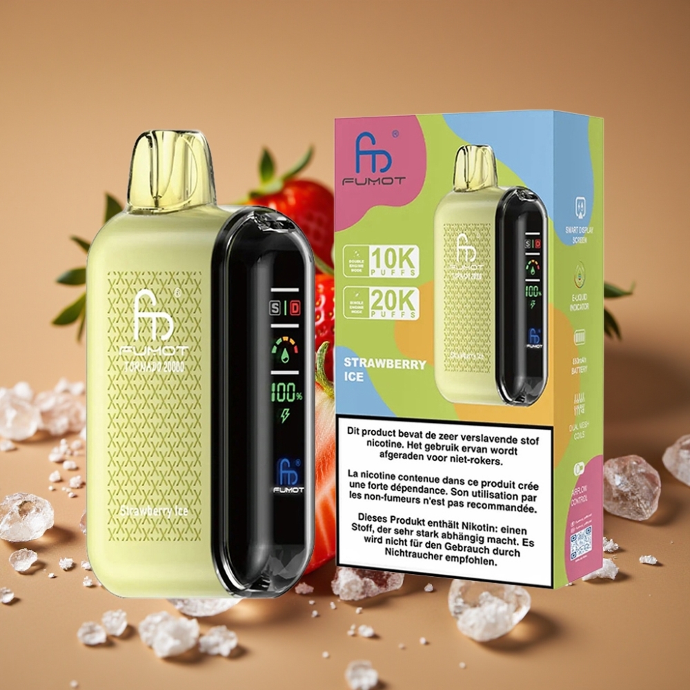 Fumot Tornado 20000 Puffs Duplo Mesh 20ml Morango Gelo