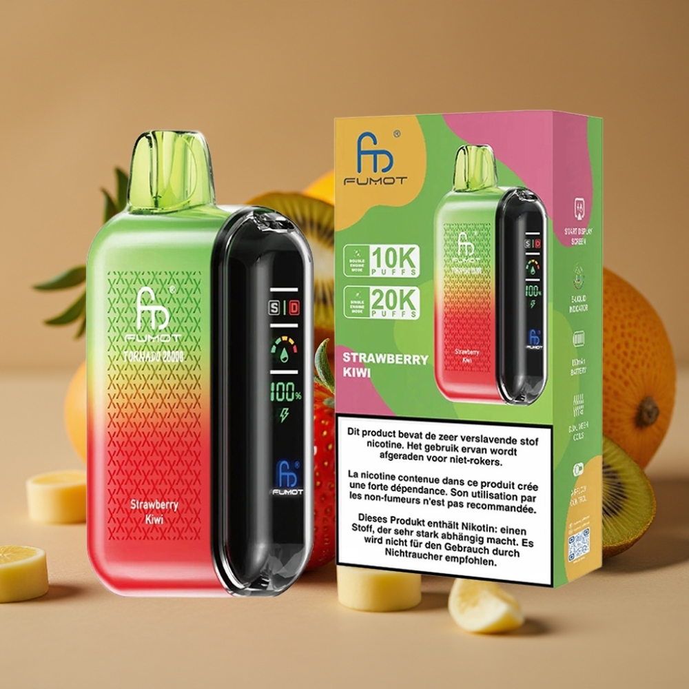Fumot Tornado 20000 Puffs Duplo Mesh 20ml Morango Kiwi