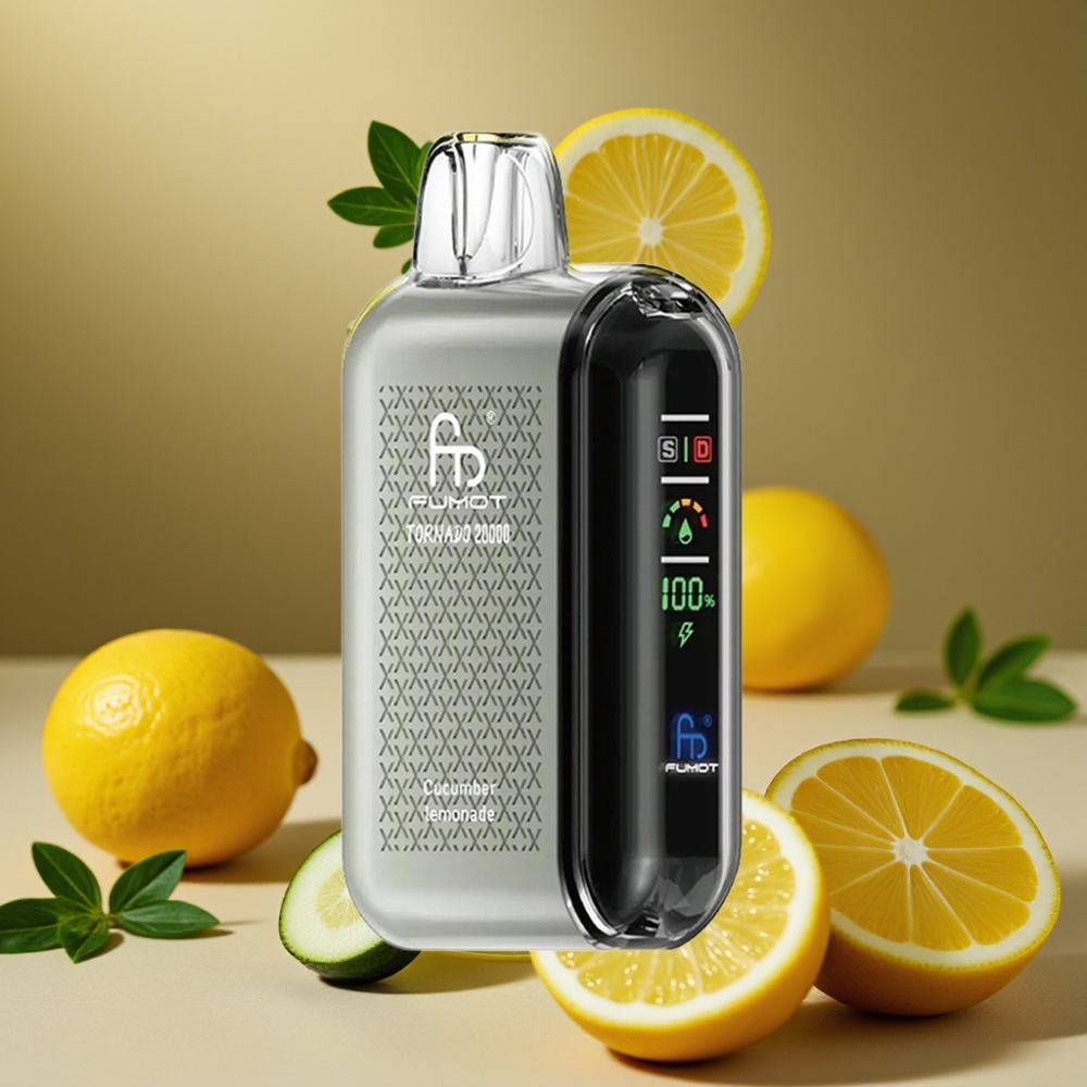 Fumot Tornado 20000 Puffs Vape Descartável Pepino Limonada com Bateria 850mAh e Controle de Fluxo de Ar
