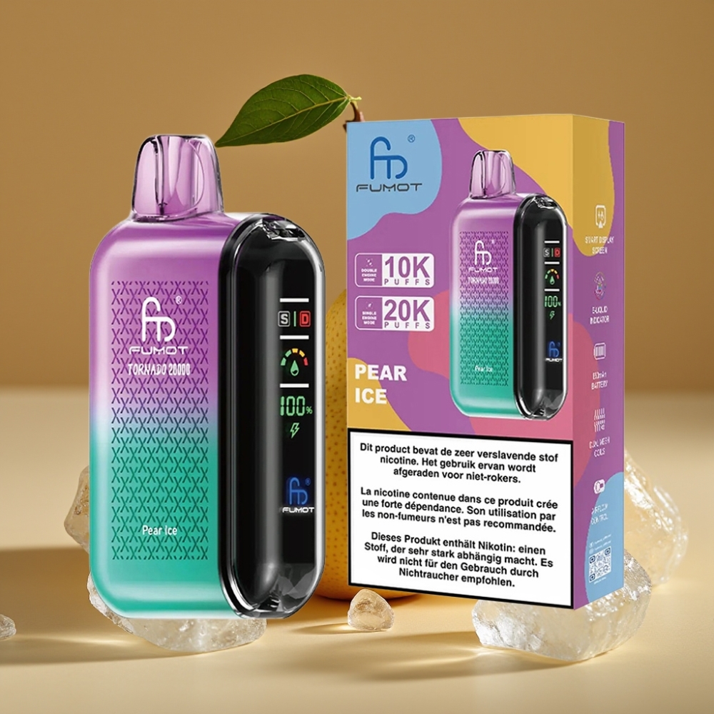 Fumot Tornado 20000 Puffs Vape Pêra Gelo com Bateria 850mAh e Dual Mesh Coil