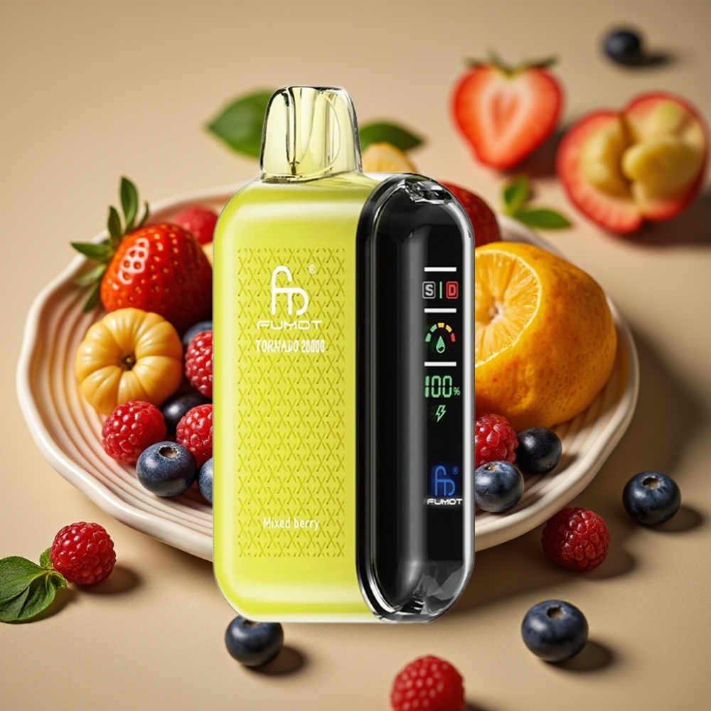 Fumot Tornado 20000 Puffs com Baga Mista, Dual Mesh Coil, 20ml e Bateria 850mAh