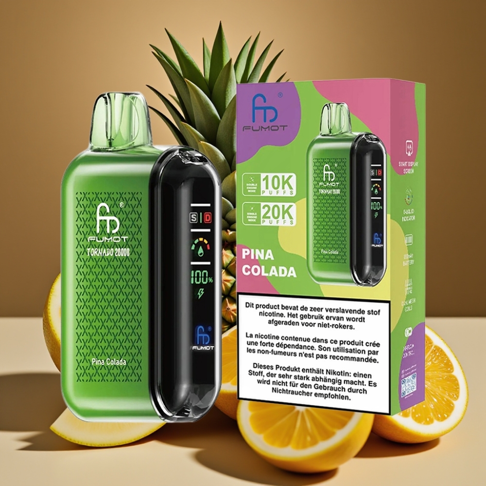 Fumot Tornado 20000 Puffs com Bobina Dupla Mesh e Sabor Pina Colada