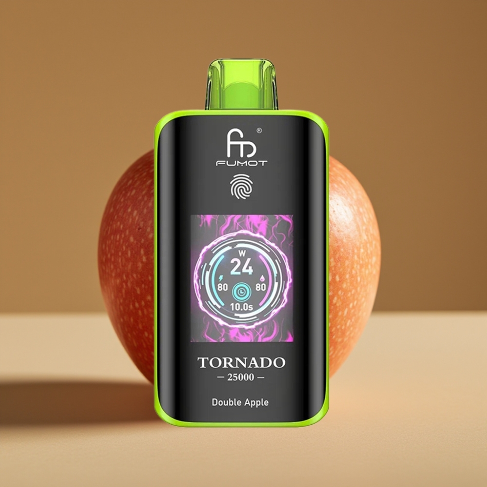 Fumot Tornado 25000 Puffs Double Maçã com Tela HD, Bateria 700mAh e 20ml