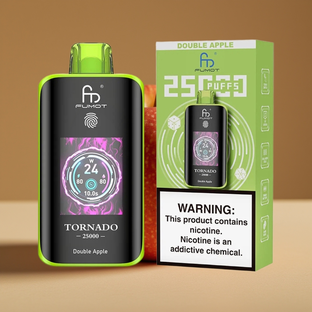 Fumot Tornado 25000 Puffs Double Maçã com Tela HD, Bateria 700mAh e 20ml