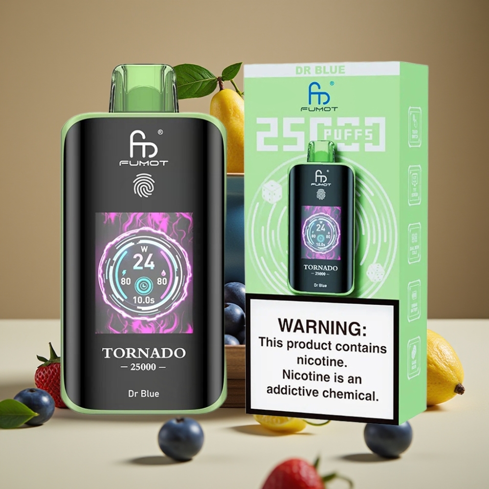 Fumot Tornado 25000 Puffs Dr Azul com Tela HD, Bateria 700mAh e 20ml