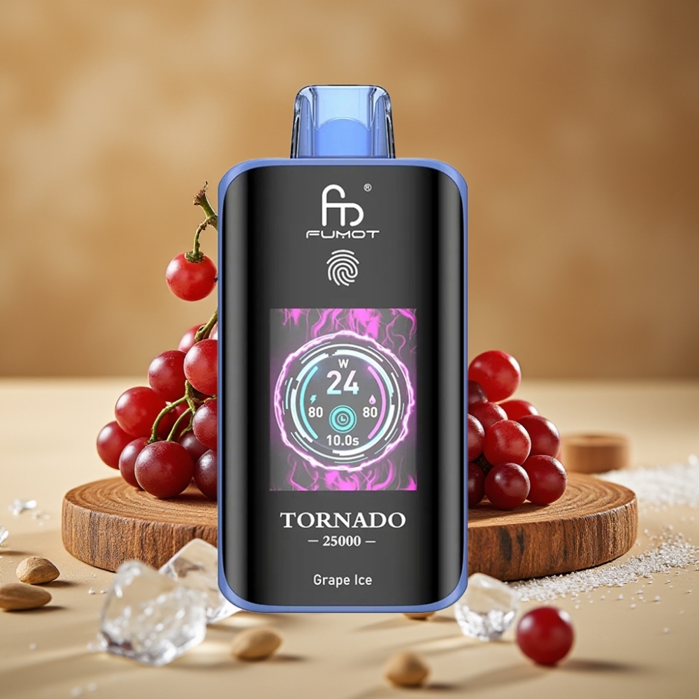 Fumot Tornado 25000 Puffs HD Tela Bateria 700mAh Recarregável Uva Gelo