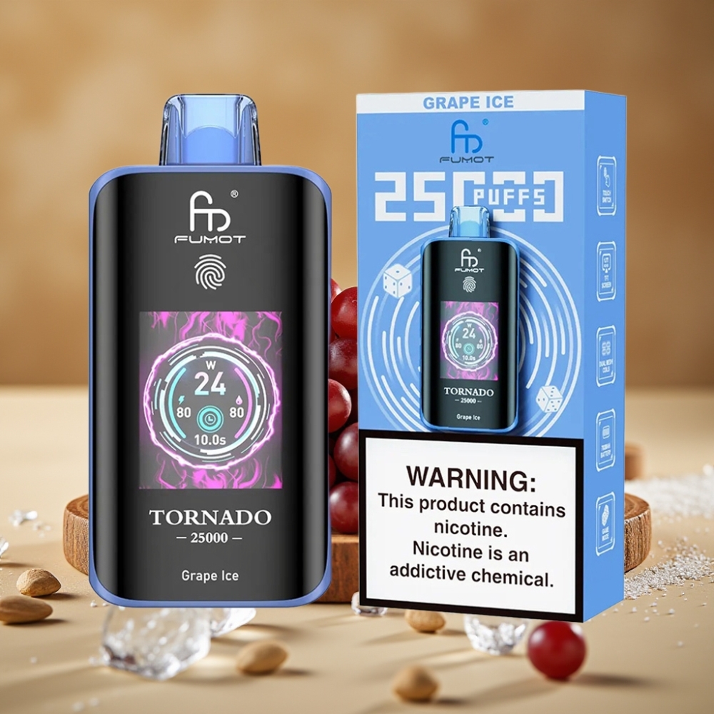 Fumot Tornado 25000 Puffs HD Tela Bateria 700mAh Recarregável Uva Gelo