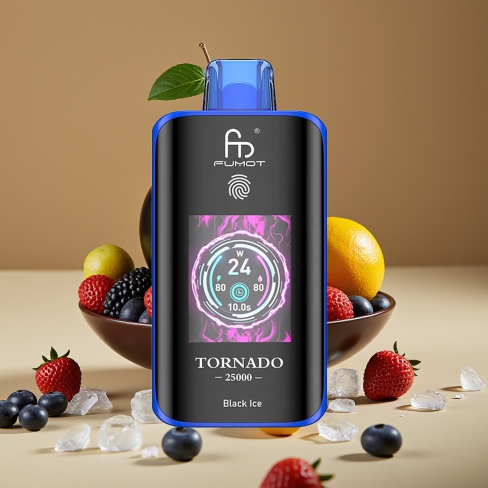 Fumot Tornado 25000 Puffs Tela HD Bateria 700mAh Gelo Preto