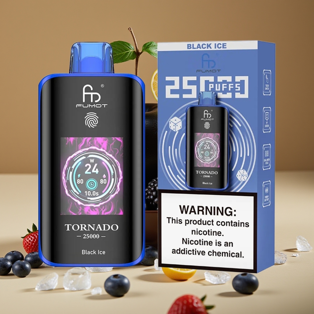 Fumot Tornado 25000 Puffs Tela HD Bateria 700mAh Gelo Preto