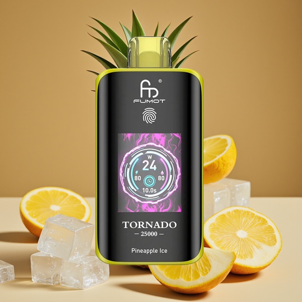 Fumot Tornado 25000 Puffs Vape Abacaxi Gelo com Tela HD e Bateria 700mAh